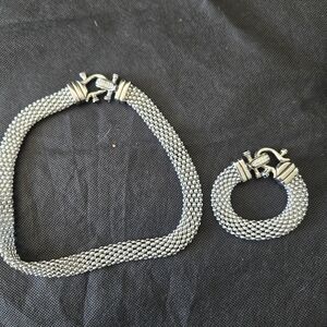 Sterling-Look Silver Mesh Necklace and Bracelet Set